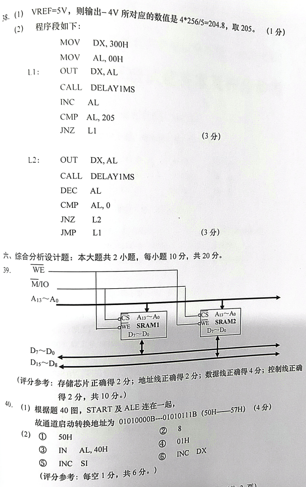 2019年4月自考04732微型计算机及接口技术